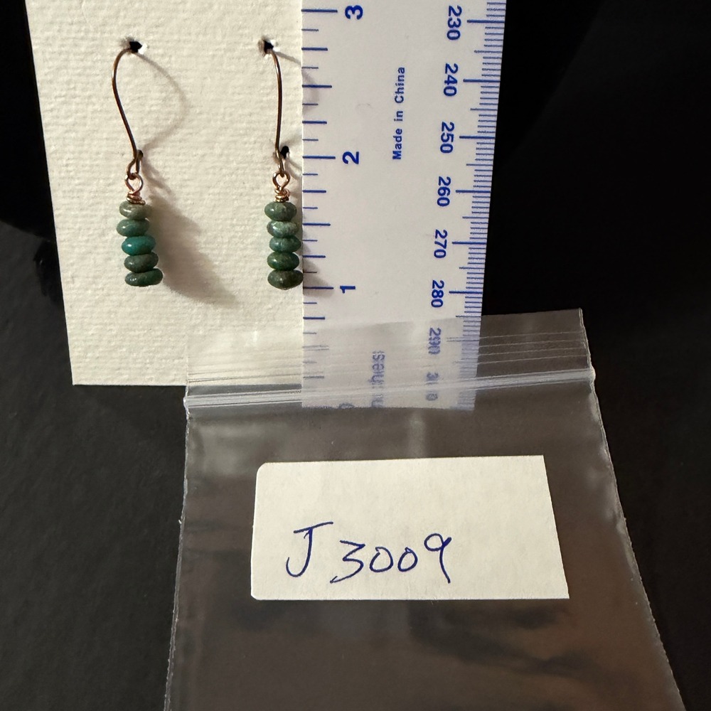Handmade Turquoise Copper Beaded Drop Earrings Boho Stephanie Aune ArtistJ3009 - Picture 4 of 4